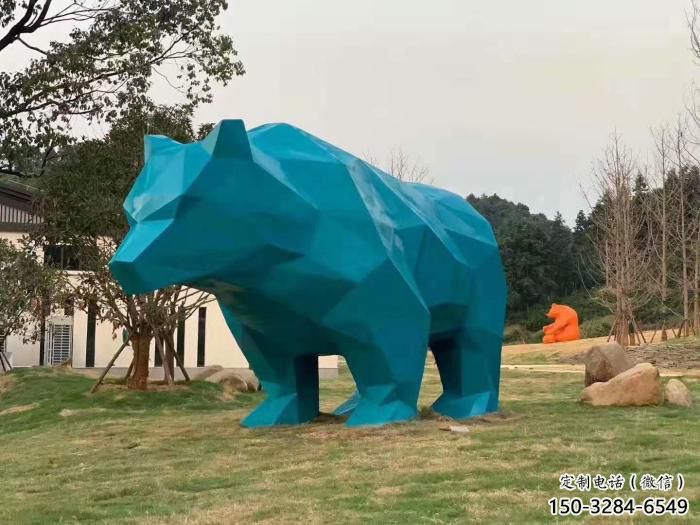 不銹鋼大熊雕塑，公園廣場雕塑，仿真彩繪工藝 (10)