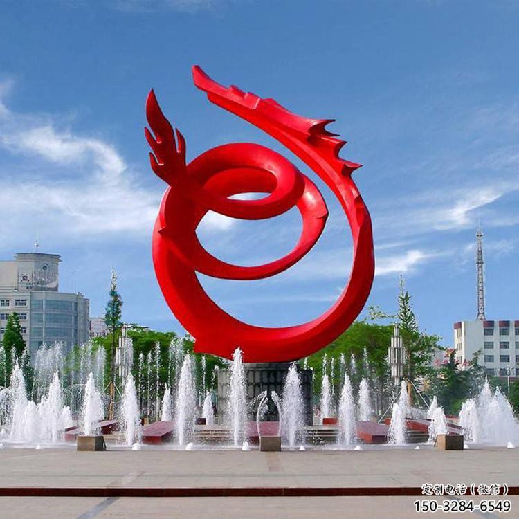 不銹鋼龍形雕塑，大型動(dòng)物景觀，烤漆工藝制作 (4)