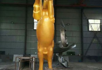 公園奔馬雕塑，城市街頭擺件，不銹鋼動物小品