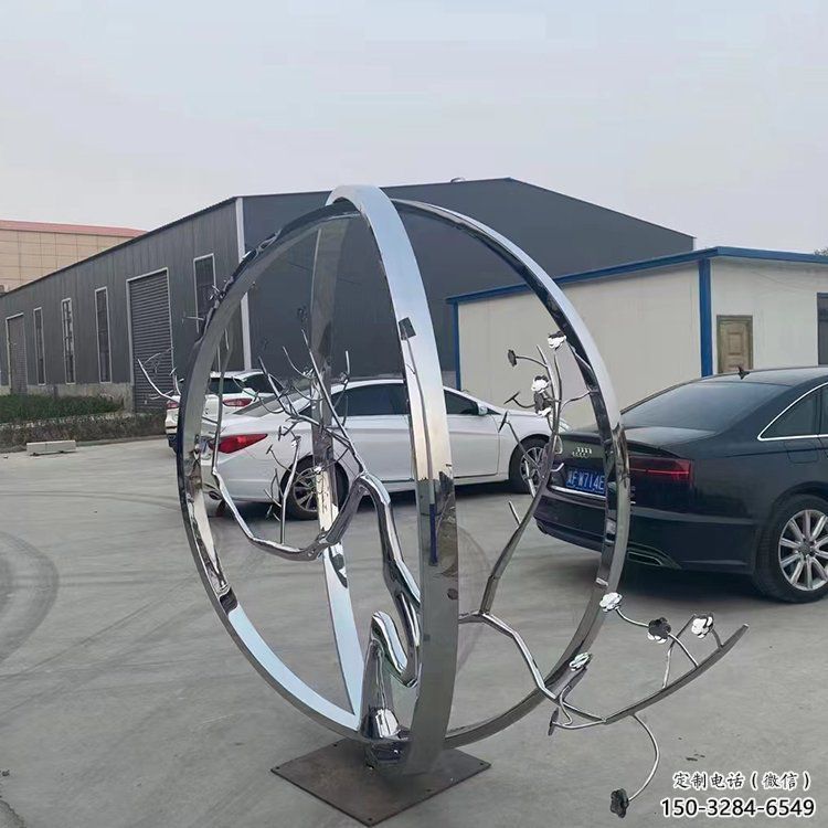城市圓環雕塑，網格景觀雕塑，拋光效果