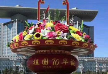 售樓部花籃雕塑，噴砂發光雕塑，烤漆題材