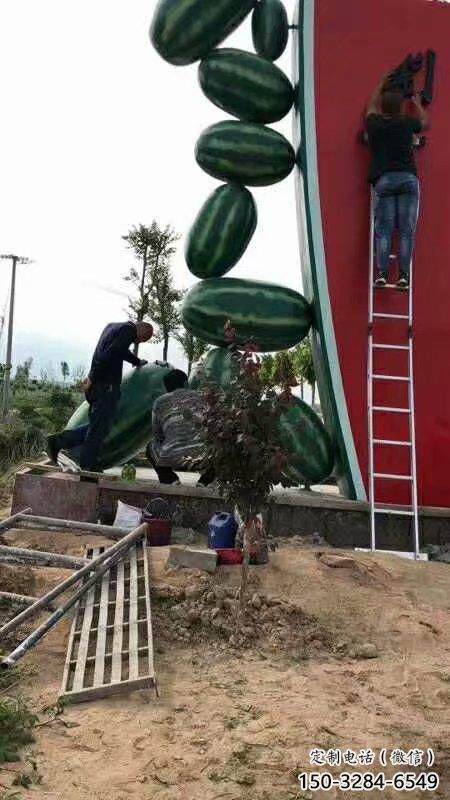 廣場西瓜雕塑 抽象果蔬雕塑 烤漆水果雕塑