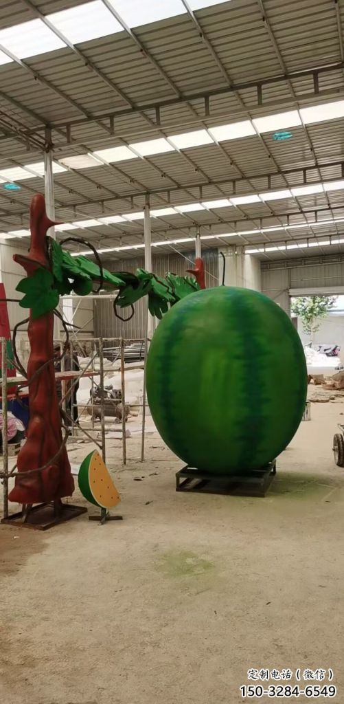 園林西瓜雕塑 城市廣場(chǎng)雕塑 步行街?jǐn)[件