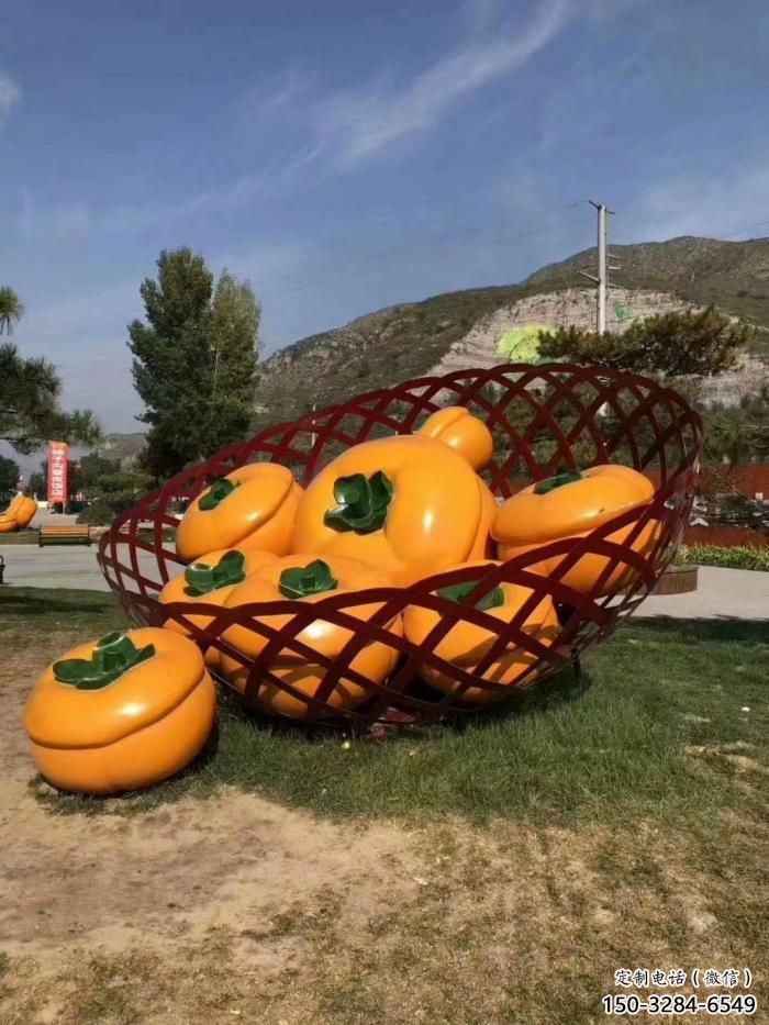 店門(mén)口柿子雕塑 創(chuàng)意景觀雕塑 仿真擺件