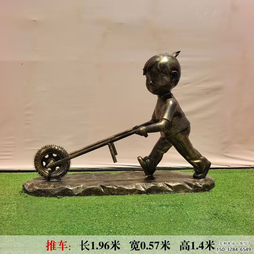 庭院獨(dú)輪車雕塑 城市彩繪雕塑 民俗小品