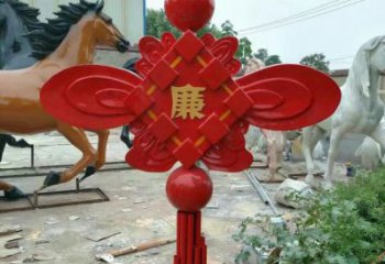 操場中國結雕塑廠家，烤漆工藝制作，民俗文化標識