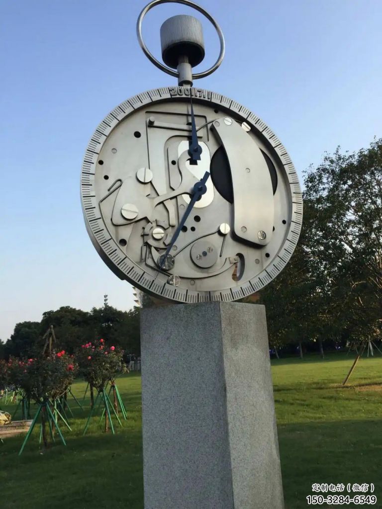 創(chuàng)意鐘表雕塑 啞光時鐘雕塑 公園雕塑