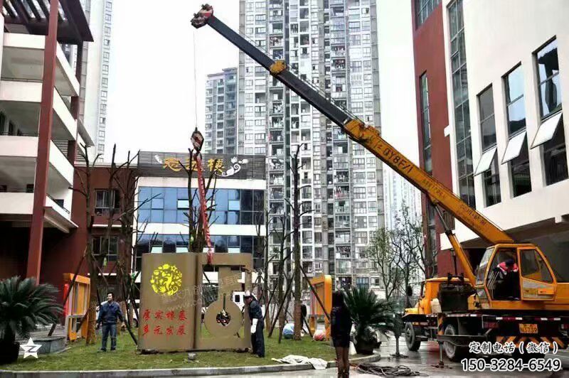 剪影鑰匙雕塑 噴水園林金鑰匙雕塑 餐飲店雕塑