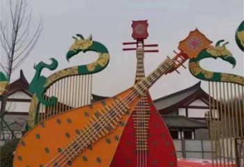 琵琶雕塑 景觀樂(lè)器雕塑 噴漆音樂(lè)雕塑