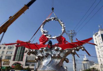 彩繪龍舟雕塑 電鍍現(xiàn)代劃槳雕塑 公園競(jìng)賽雕塑