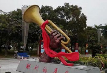 烤漆沖鋒號(hào)雕塑 鋼管景觀小品 室內(nèi)雕塑