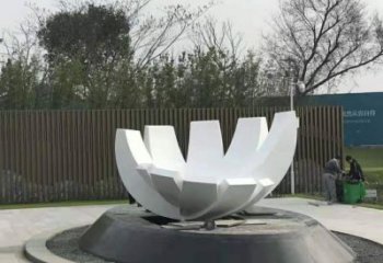 中式蓮花雕塑 啞光水蓮花雕塑 游樂場(chǎng)花卉雕塑