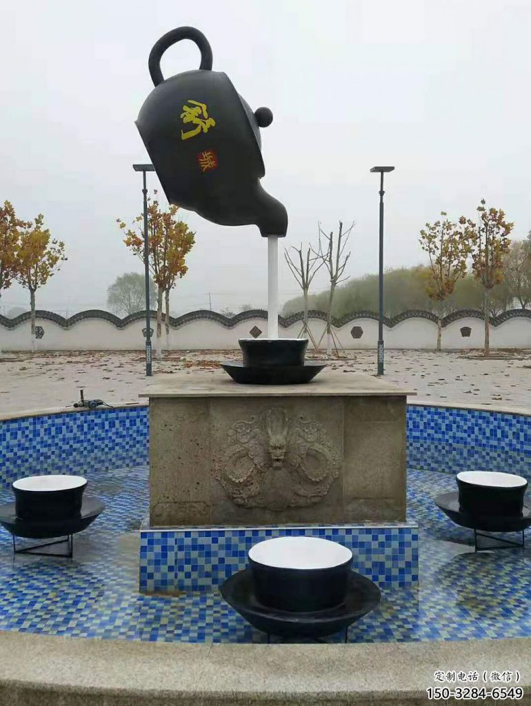 大型商場(chǎng)天壺雕塑 仿真懸空雕塑 鏡面流水雕塑