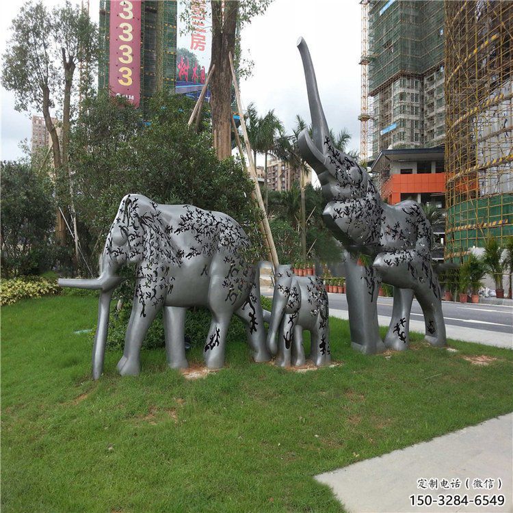 金屬大象雕塑制造，公園雕塑，鏡面大象雕塑展品