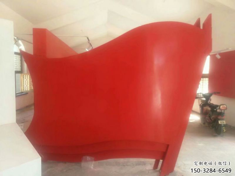 小區旗幟雕塑，拉絲黨建雕塑，抽象效果