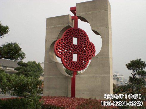 園林中國結(jié)雕塑廠家，烤漆工藝制作，民俗文化標識