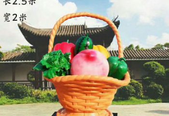景區果籃雕塑通用，陸地擺件，仿真果籃雕塑點擊