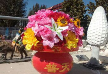 景觀花籃雕塑觀賞型，花朵系列，民俗花朵花籃雕塑優選