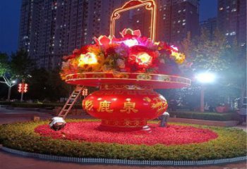 各類花籃雕塑精選，透雕系列，公園景區(qū)花籃雕塑提供