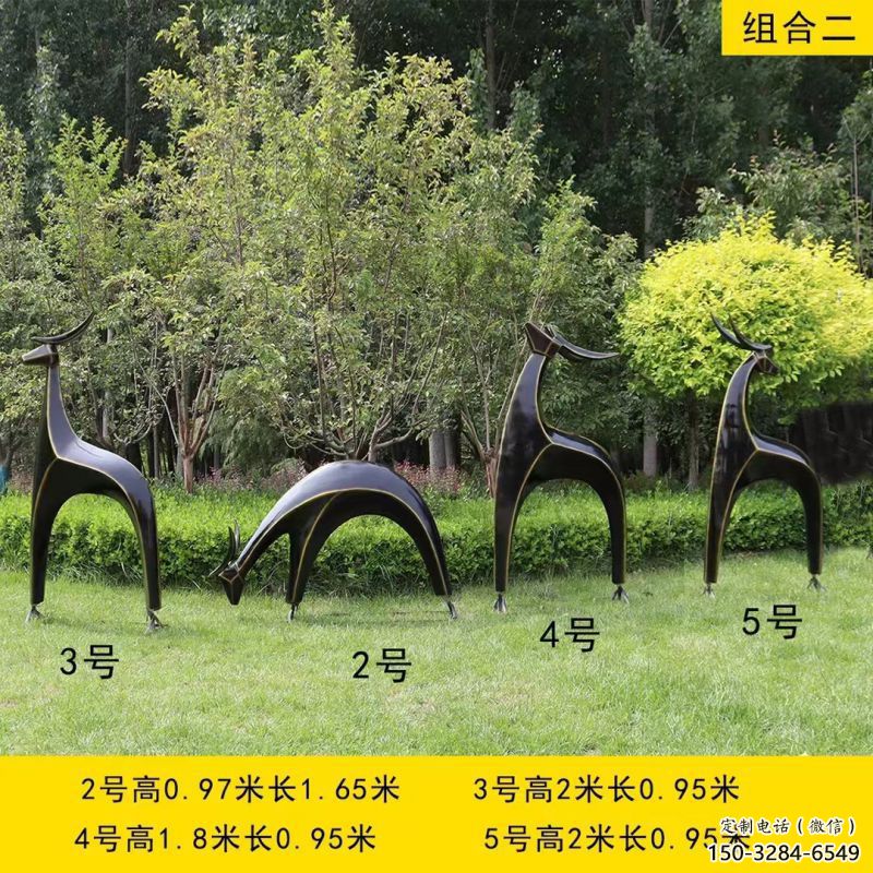 小鹿雕塑批發(fā)，幾何動物雕塑，抽象小鹿雕塑標準