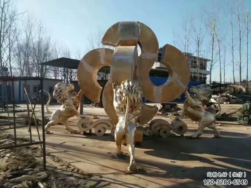 黃銅獅子雕塑承接，景觀雕塑，走獅雕塑供應