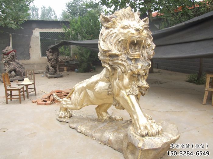 景區獅子雕塑觀賞型，公園小品，景觀走獅雕塑生產商