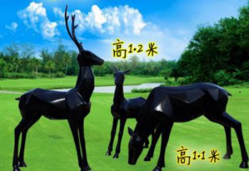 中式小鹿雕塑定價，街頭雕塑，仿銅小鹿雕塑制作