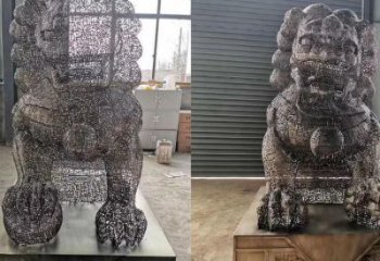 透雕獅子雕塑常用，鏤空概念，不銹鋼獅子雕塑展品
