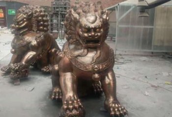 紅銅獅子雕塑制造商，室外軟裝，景觀蹲獅雕塑承接