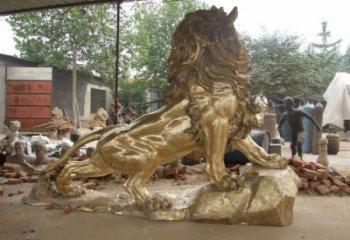大型獅子雕塑精品，標識雕塑，鑄銅走獅雕塑選用