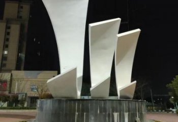 公園帆船雕塑，噴砂發(fā)光雕塑，鍛造工藝