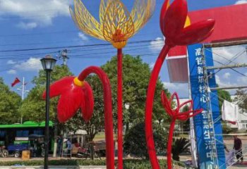 郁金香雕塑訂做，室外軟裝，不銹鋼郁金香雕塑廠