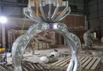 不銹鋼鉆戒雕塑制造，白鋼構(gòu)件，鉆戒雕塑提供
