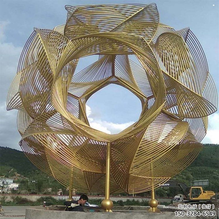 鏤空繡球雕塑預(yù)定，彩鋼制作，不銹鋼繡球雕塑制作