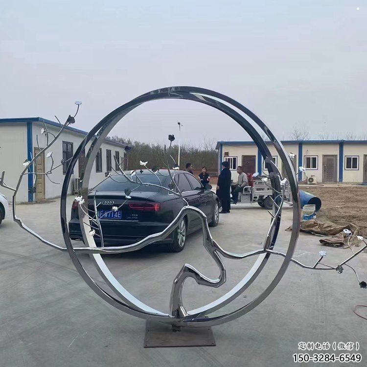 圓環樹雕塑點擊，景觀雕塑，不銹鋼圓環樹雕塑制作
