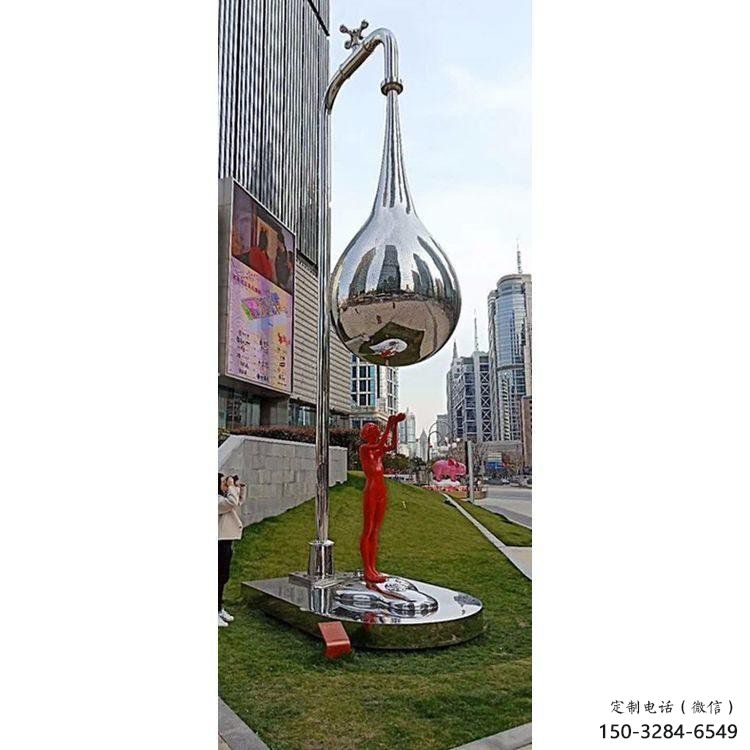 水滴雕塑專供，園林裝飾，不銹鋼鏡面水滴雕塑批發(fā)