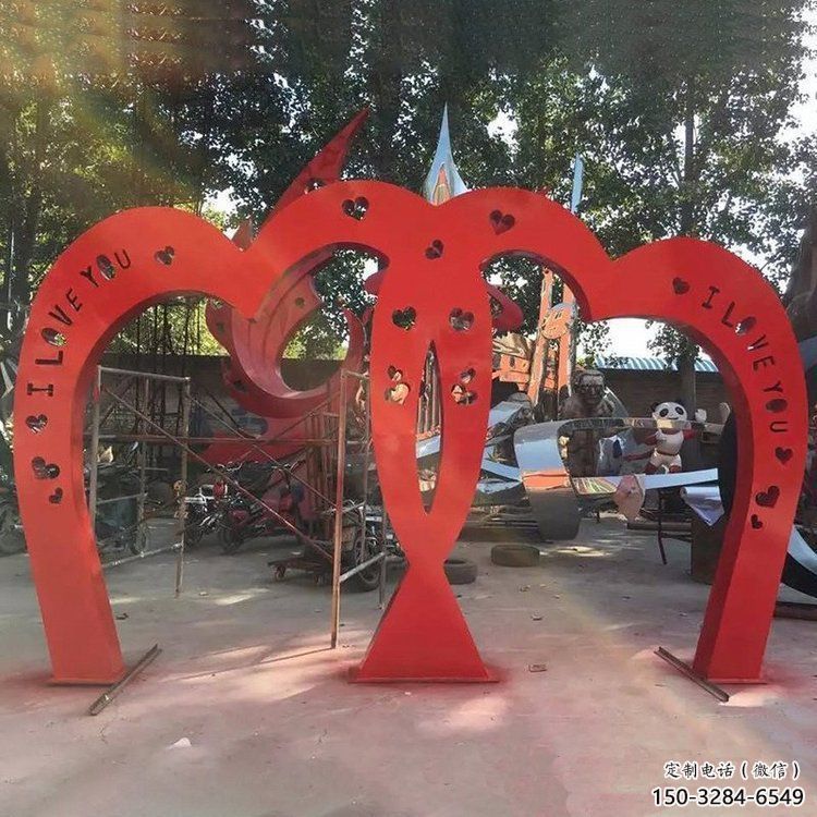 景觀心心相印雕塑定做，小區擺件，美陳雕塑制作