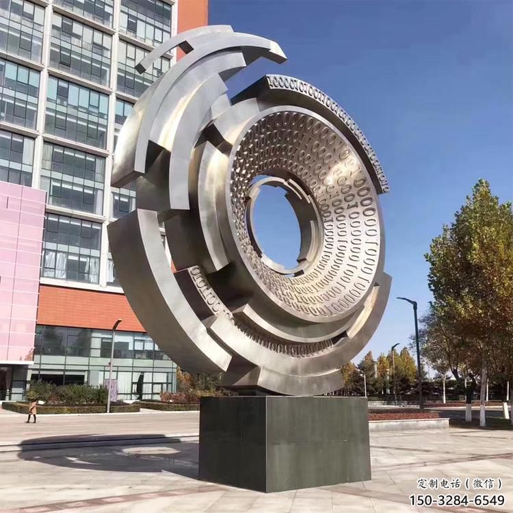 圓環雕塑制造，校園雕塑，鏡面不銹鋼圓環雕塑展品