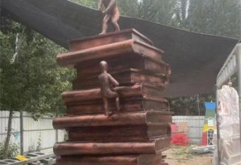 金屬疊書雕塑制作，陸地擺件，鑄銅疊書雕塑制造商