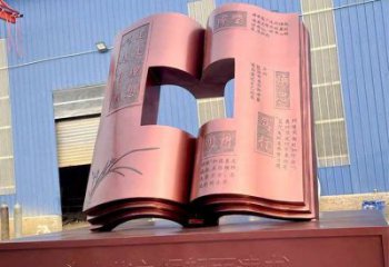 現代銅書籍雕塑，室外軟裝，銅書籍雕塑定制廠家