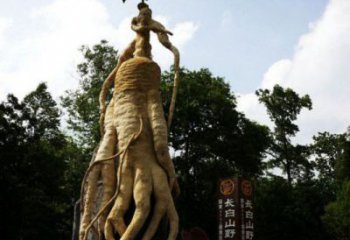 人參雕塑定制，標識雕塑，戶外景觀人參樹雕塑指用