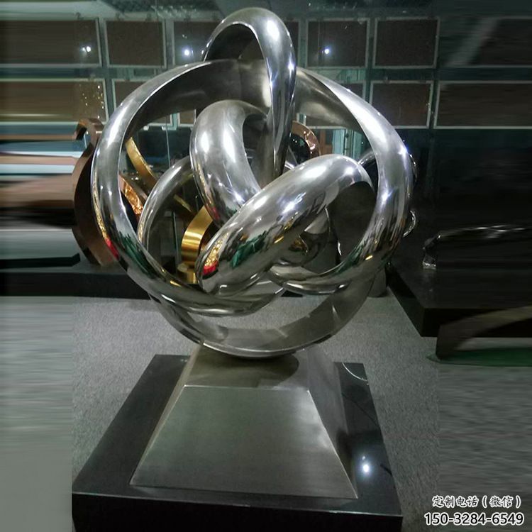 肇慶地產(chǎn)雙環(huán)雕塑定做，城區(qū)小品，景觀不銹鋼雙環(huán)雕塑定價