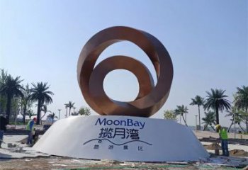 街道圓環(huán)雕塑，鍛造景觀雕塑，古銅效果