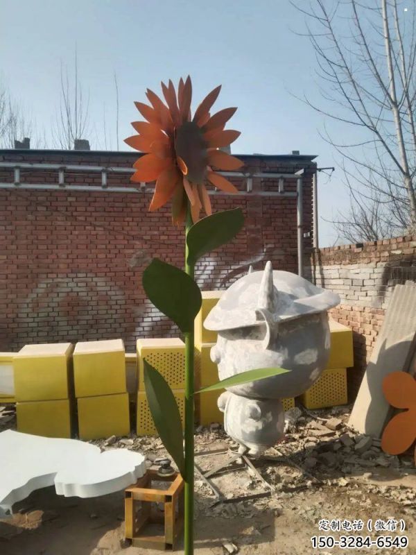 濰坊太陽花雕塑工程，美陳雕塑，玻璃鋼太陽花雕塑廠家