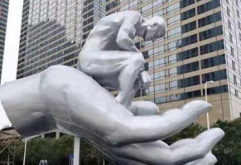 金鳳沉思者雕塑，景觀雕塑，手托人物雕塑廠家提供