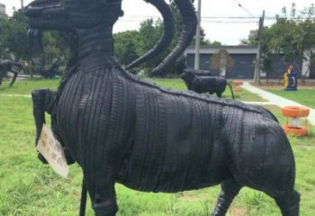 城西輪胎山羊雕塑供應，公園雕塑，鑄銅輪胎羊雕塑供求