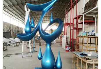 灞橋水滴雕塑，烤漆工藝，群雕不銹鋼水滴雕塑