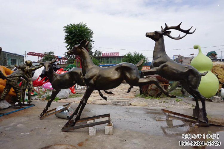 臺(tái)州戶(hù)外小鹿批發(fā)，動(dòng)物雕塑，梅花鹿銅雕塑供求